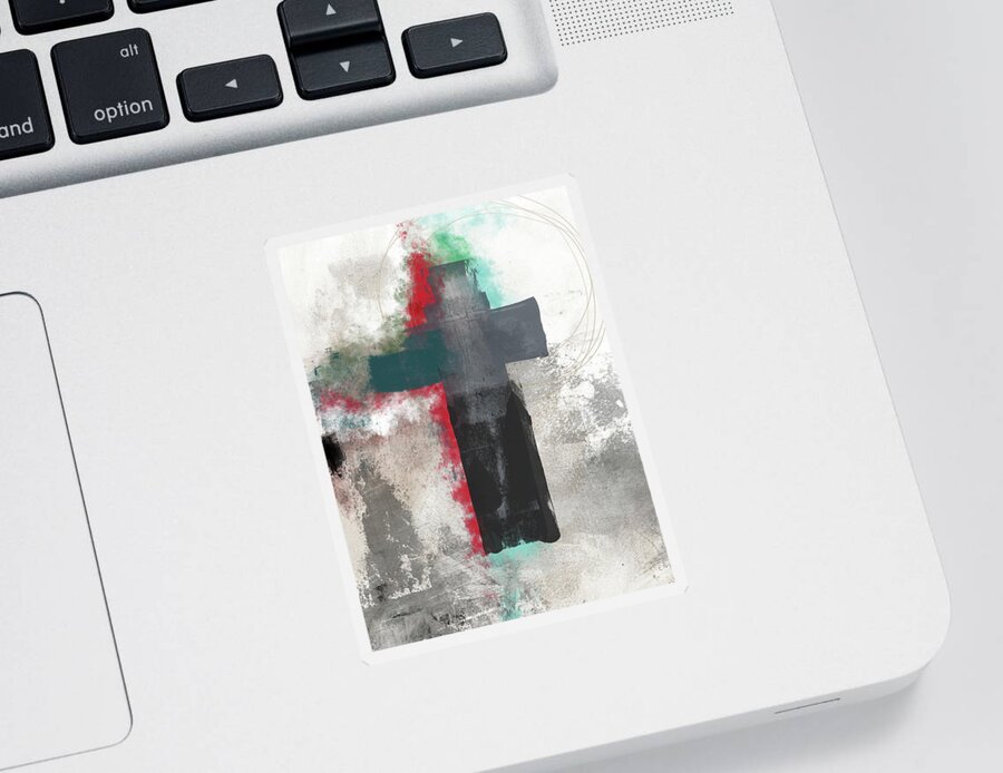 Cross Sticker featuring the mixed media Expressionist Cross 4- Art by Linda Woods by Linda Woods