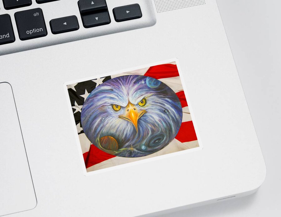 Curvismo Sticker featuring the painting Eyes of Freedom by Sherry Strong