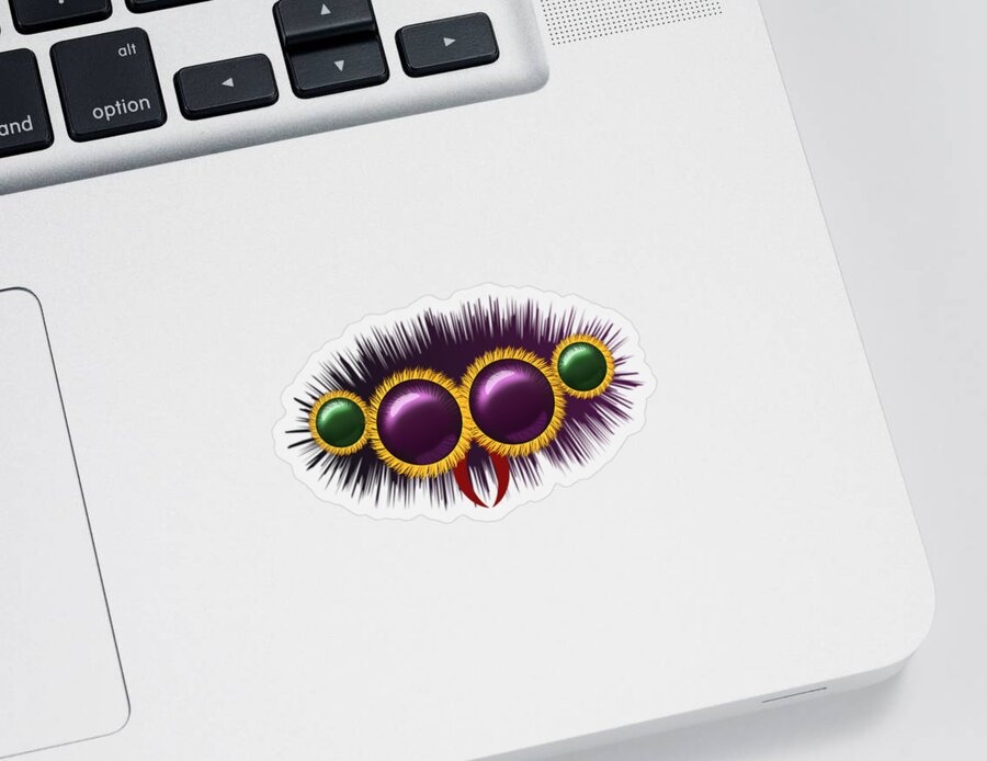 Spider Sticker featuring the digital art Eyes of the huge hairy spider by Michal Boubin