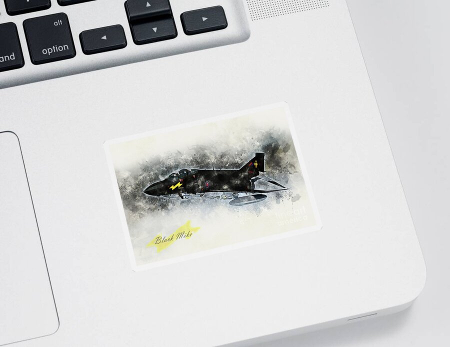 F-4 Sticker featuring the digital art F-4 Phantom Black Mike by Airpower Art
