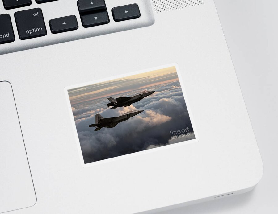 F35 And F22 Sticker featuring the digital art F22 with F35 by Airpower Art