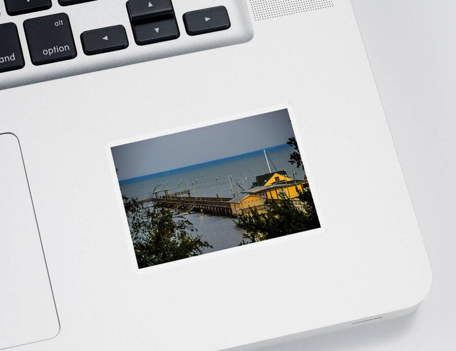 Pier Sticker featuring the photograph Fairhope Pier from Overlook by Michael Thomas
