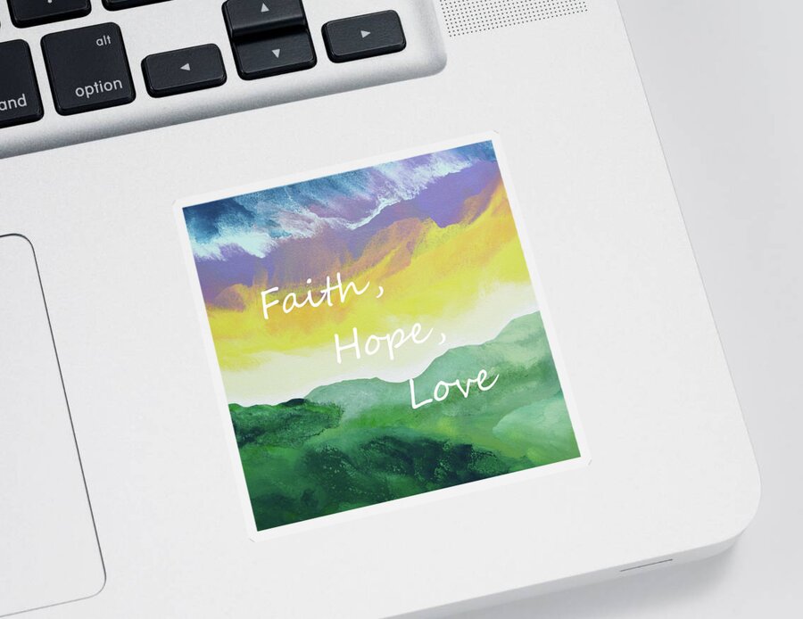 Faith Sticker featuring the painting Faith Hope Love by Linda Bailey