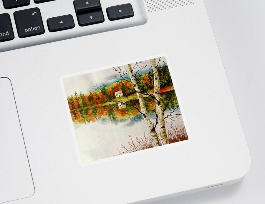 Landscape Sticker featuring the painting Fall Splendour by Sher Nasser