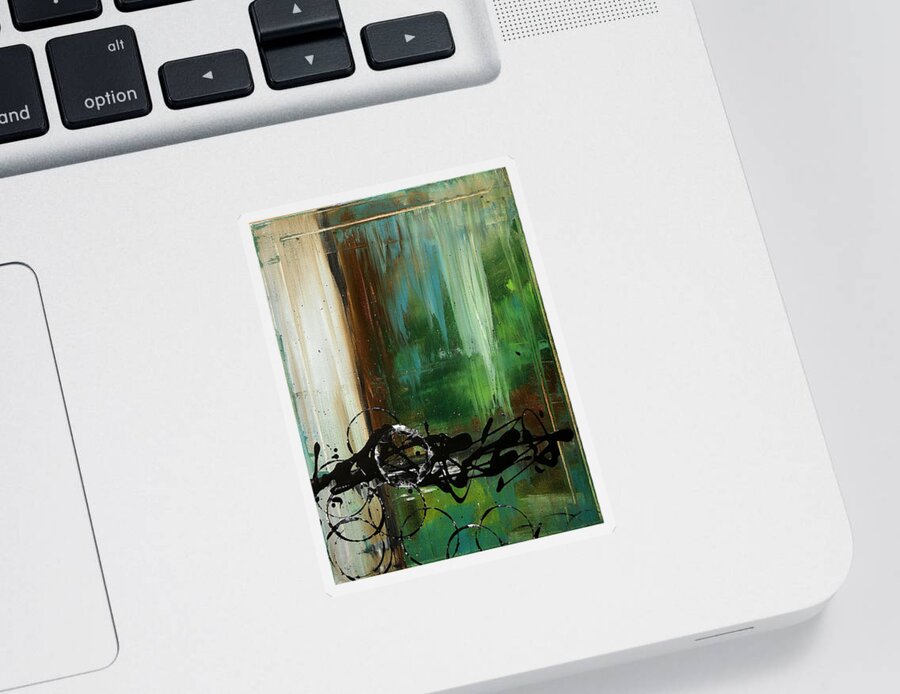 Abstract Sticker featuring the painting Falling Waterfall by MADART by Megan Aroon