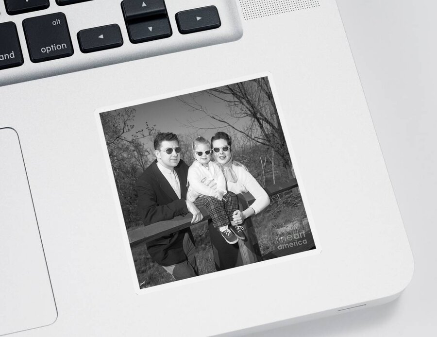 1950s Sticker featuring the photograph Family Portrait With Sunglasses, C.1950s by J. Rogers/ClassicStock