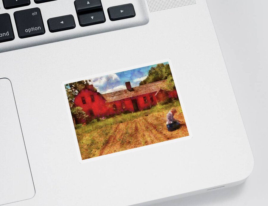 Suburbanscenes Sticker featuring the photograph Farm - Farmer - Working in the fields by Mike Savad