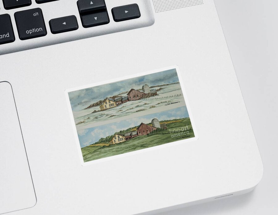 Winter Sticker featuring the painting Farm Of Seasons by Charlotte Blanchard