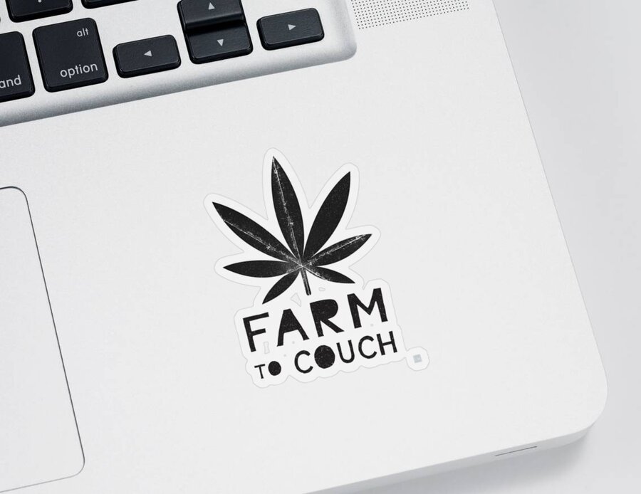 Cannabis Sticker featuring the mixed media Farm To Couch Black And White- Cannabis Art by Linda Woods by Linda Woods