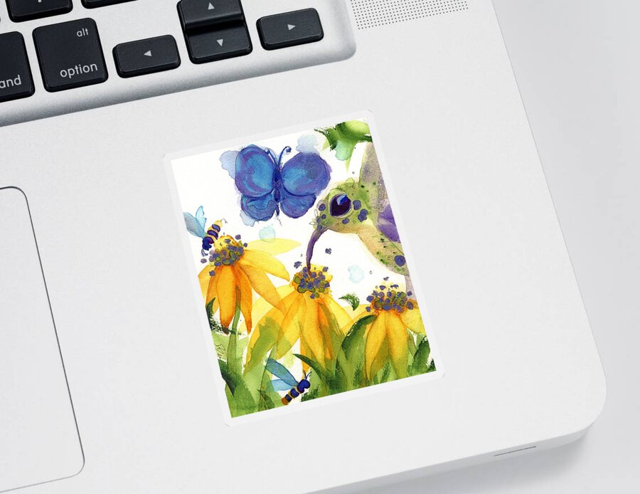 Hummingbird Sticker featuring the painting Feast for All by Dawn Derman
