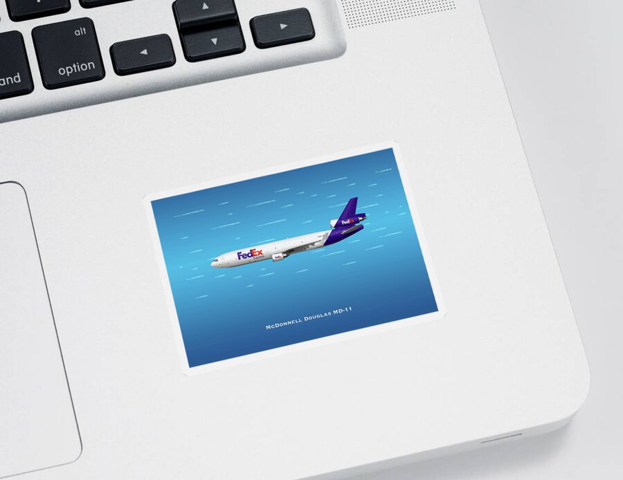 Fedex Sticker featuring the digital art FedEx McDonnell Douglas MD-11 by Airpower Art