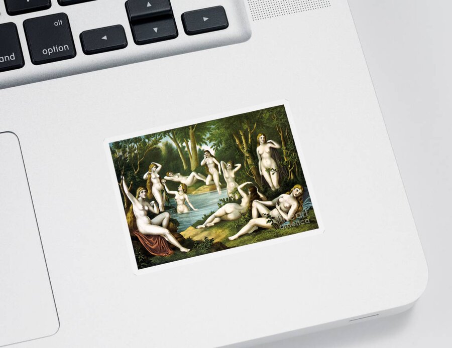 Beauty Sticker featuring the photograph Female Bathers, 1886 by Science Source