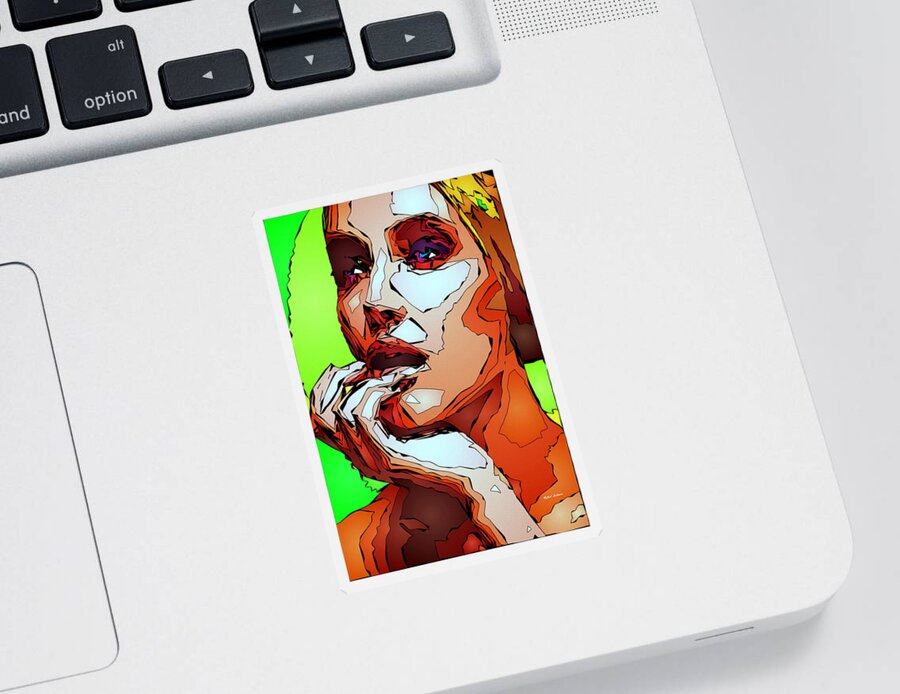 Female Sticker featuring the digital art Female Expressions by Rafael Salazar