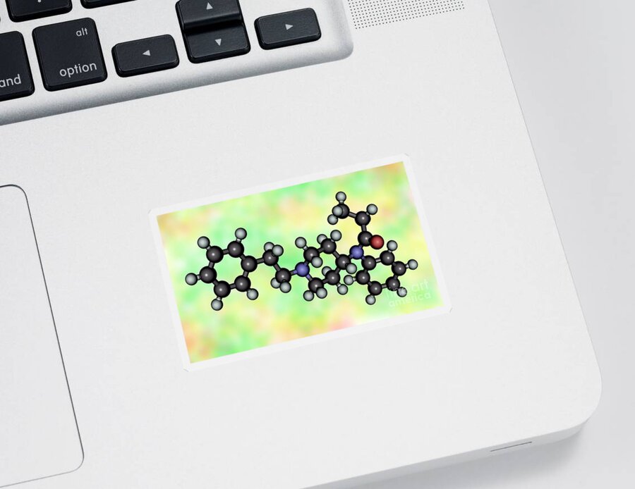 Fentanyl Sticker featuring the photograph Fentanyl, Molecular Model by Scimat