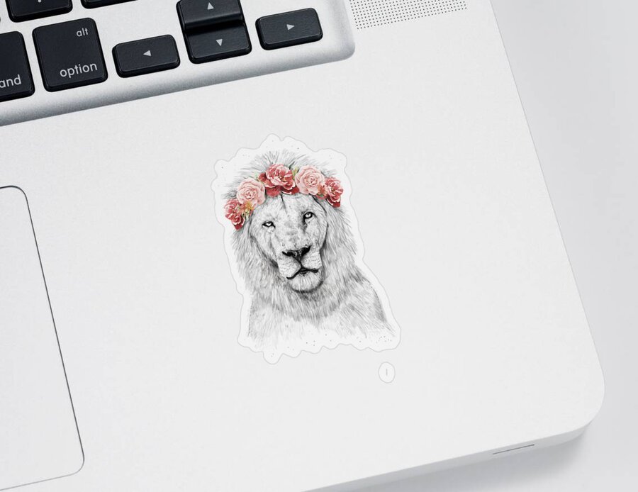 Lion Sticker featuring the drawing Festival lion by Balazs Solti