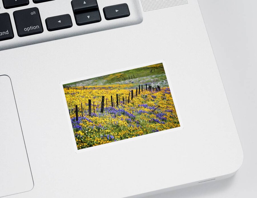 Field Of Gold And Purple Sticker featuring the photograph Field of Gold and Purple by Wes and Dotty Weber