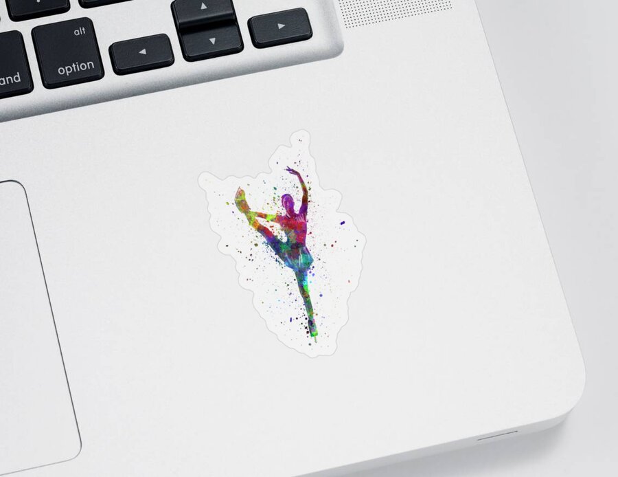 Watercolor; Colorful; Splatter; Figure; Skating; Pose; Illustration; Design Sticker featuring the painting Figure skating 3 in watercolor with splatters by Pablo Romero