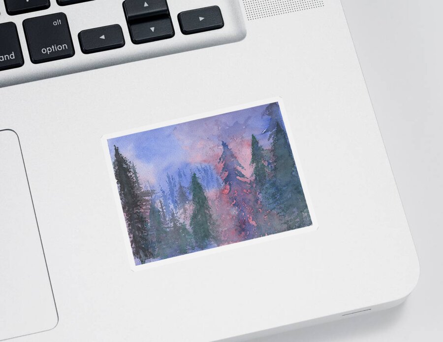 Forest Sticker featuring the painting Fire on the Mountain by Victor Vosen
