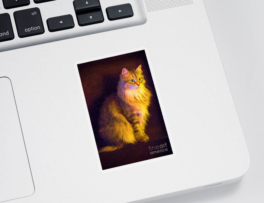Nature Sticker featuring the photograph Fireside Feline by Sharon McConnell