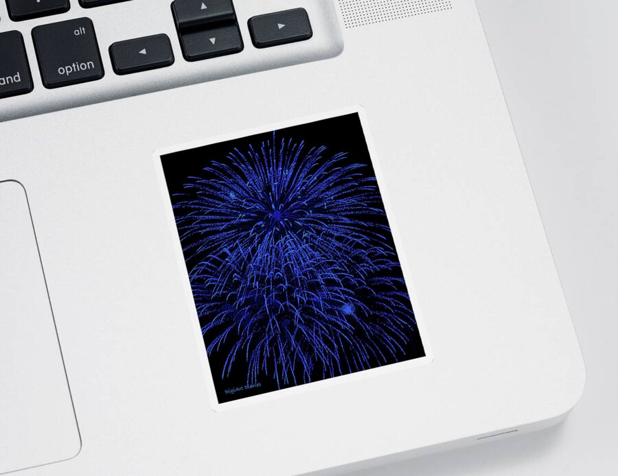 Fireworks Sticker featuring the digital art Firework Blues by DigiArt Diaries by Vicky B Fuller