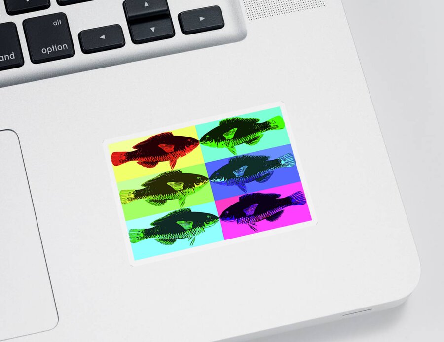 Fish Pop Art Sticker featuring the digital art Fish Dinner Pop Art by Nancy Merkle