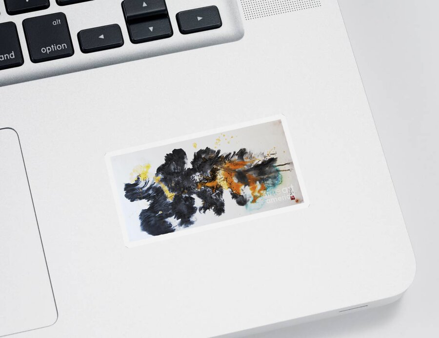 Art Of Brush Sticker featuring the painting Fish in Stream 12030015FY by Fumiyo Yoshikawa