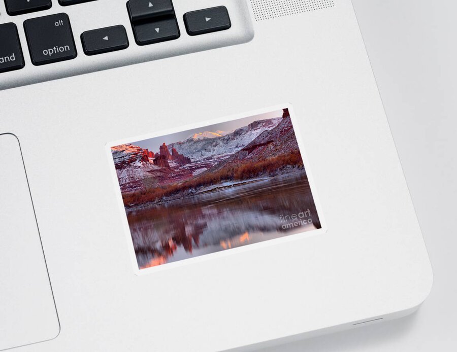 Fisher Towers Sticker featuring the photograph Fisher Towers Fading Sunset by Adam Jewell