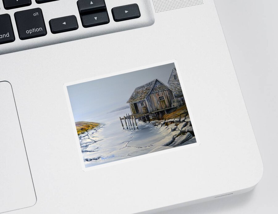 Seascape Sticker featuring the painting Fishing Shack Peggy's Cove by Wayne Enslow