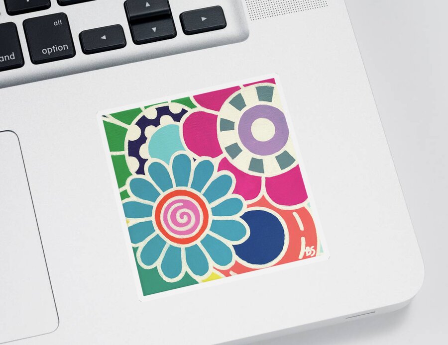 Flowers Sticker featuring the painting Five Blooms by Beth Ann Scott