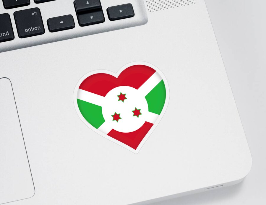 Africa Sticker featuring the digital art Flag of Burundi Heart by Roy Pedersen