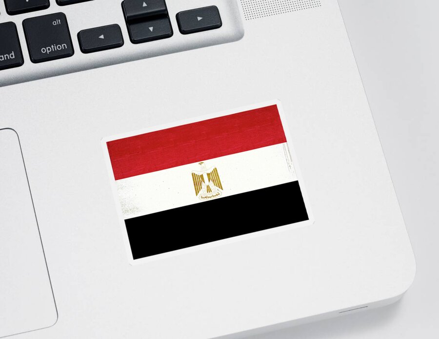 Egypt Sticker featuring the digital art Flag of Egypt Grunge by Roy Pedersen
