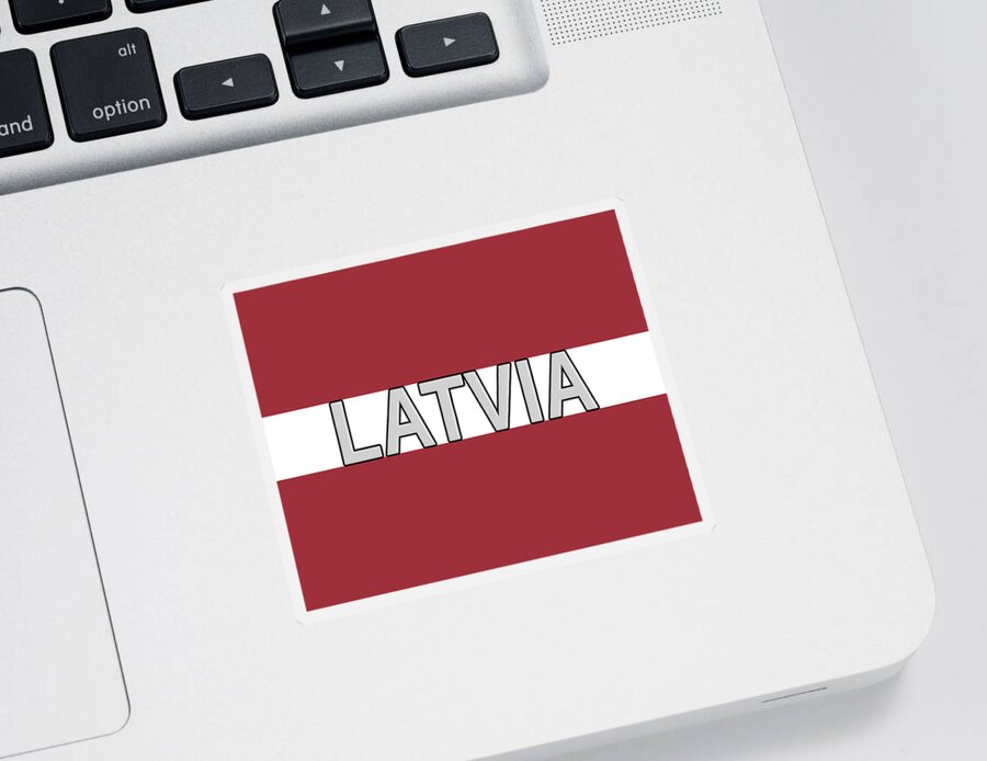 Europe Sticker featuring the digital art Flag of Latvia Word by Roy Pedersen