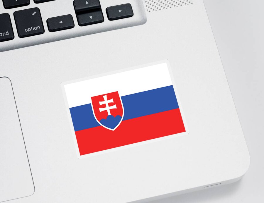 Slovak Sticker featuring the digital art Flag of Slovakia by Roy Pedersen