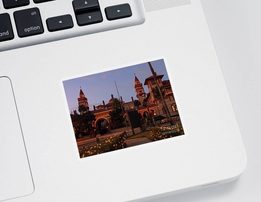 St Augustine Sticker featuring the photograph Flagler College Night Of Lights by D Hackett