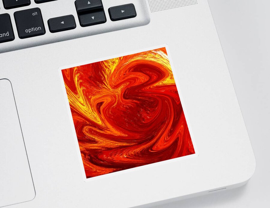 Abstract Sticker featuring the painting Flaming Vortex Abstract by Irina Sztukowski