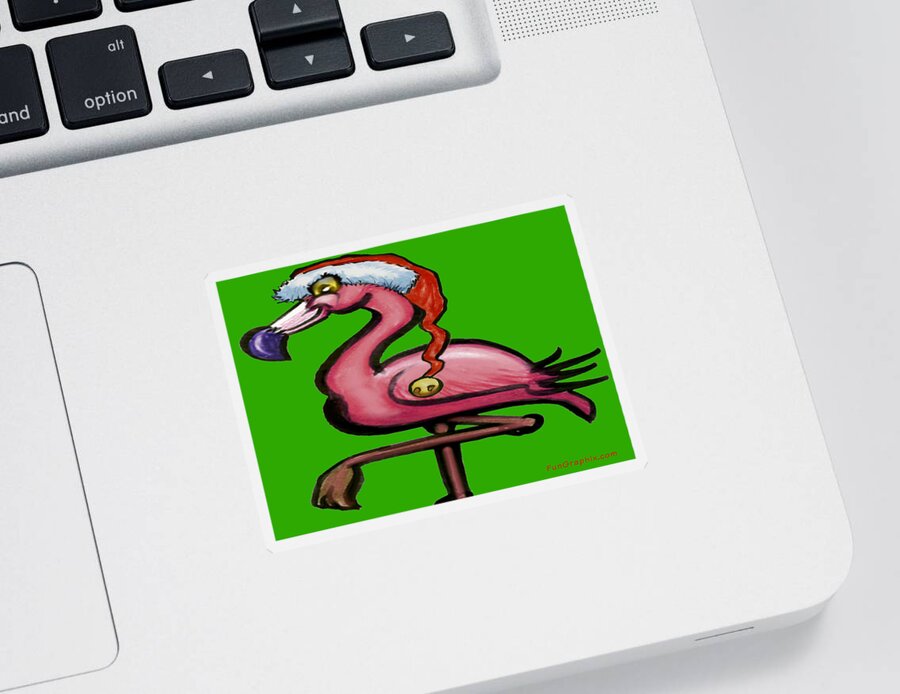 Flamingo Sticker featuring the greeting card Flamingo Christmas by Kevin Middleton