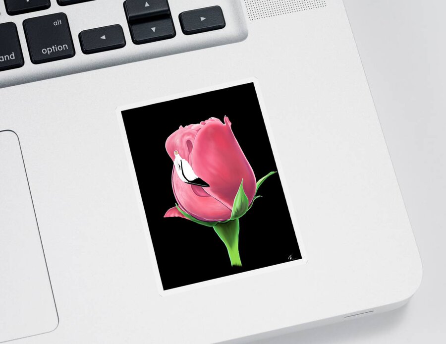 Rose Sticker featuring the digital art Flamingo Rose by Norman Klein