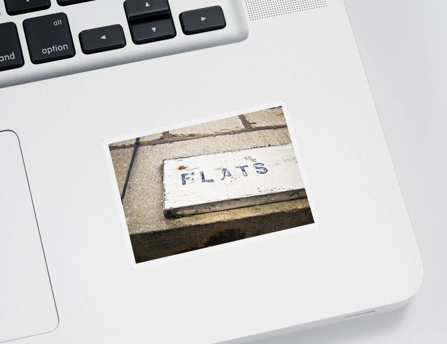 Accommodation Sticker featuring the photograph Flats sign by Tom Gowanlock