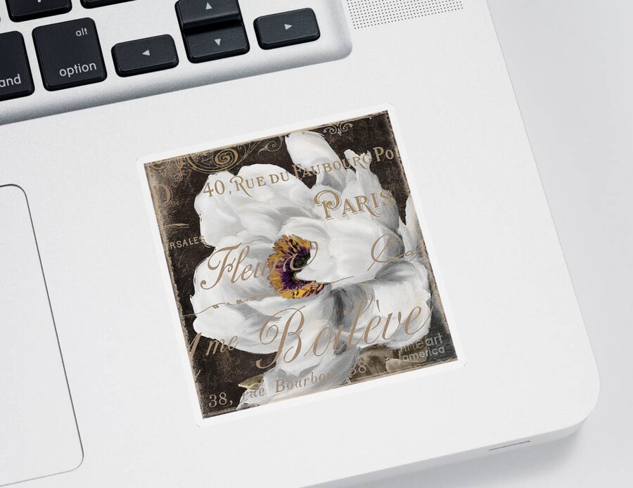 White Peony Sticker featuring the painting Fleurs Blanc by Mindy Sommers