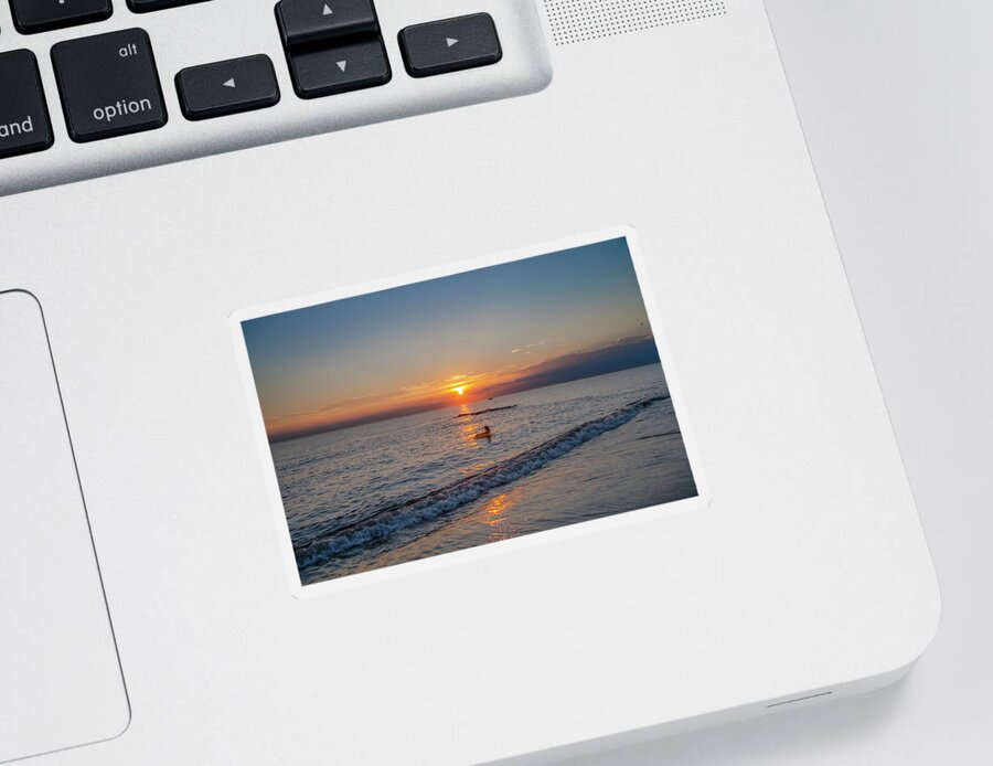 Floating Sticker featuring the photograph Floating Away on the Delaware Bay by Bill Cannon