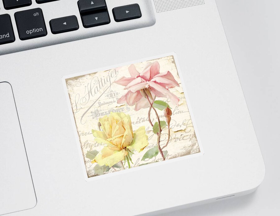Shabby Roses Sticker featuring the painting Florabella IV by Mindy Sommers