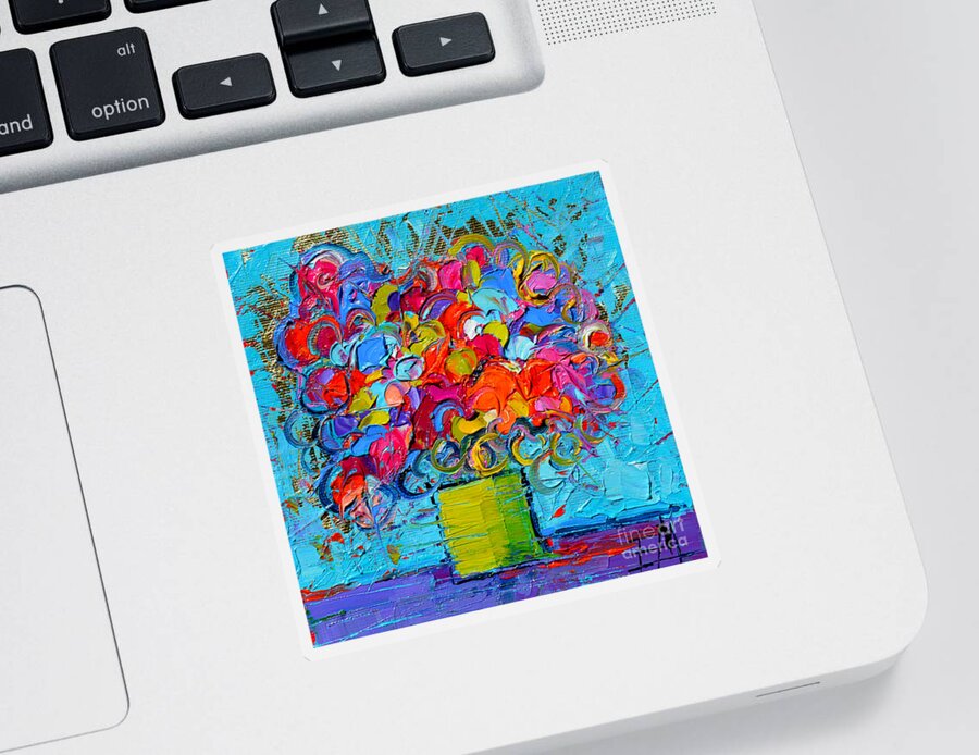 Floral Miniature Abstract 0415 Sticker featuring the painting Floral Miniature - Abstract 0415 by Mona Edulesco