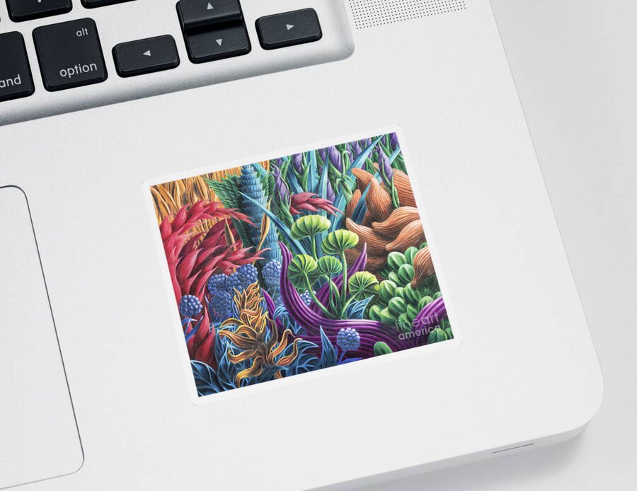 Fine Art Sticker featuring the drawing Floral Whirl by Scott Brennan