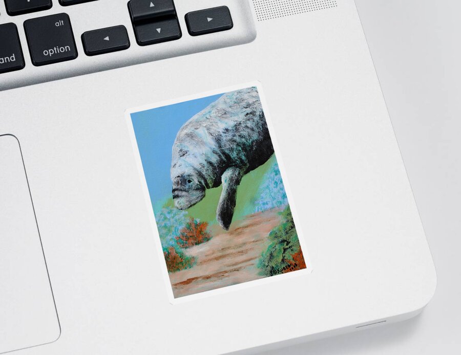 Florida Sticker featuring the painting Florida Manatee by Susan Kubes