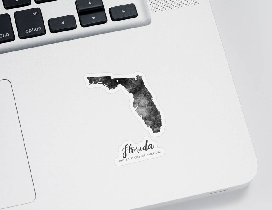 Florida Sticker featuring the mixed media Florida State Map Art - Grunge Silhouette by Studio Grafiikka