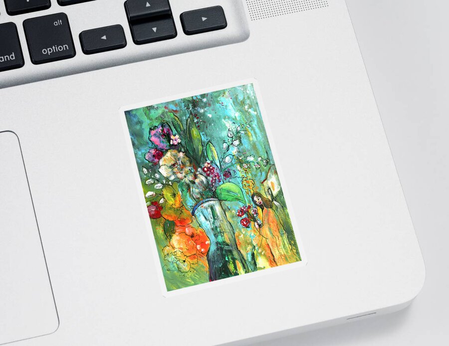 Flowers Sticker featuring the painting Flowers for You by Miki De Goodaboom
