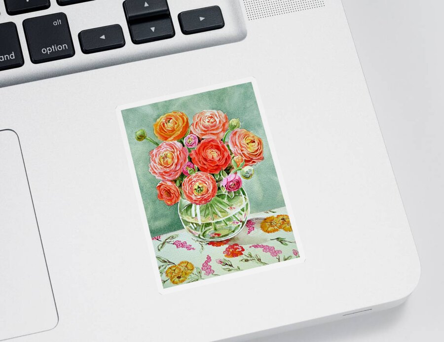 Flowers Sticker featuring the painting Flowers in the Glass Vase by Irina Sztukowski