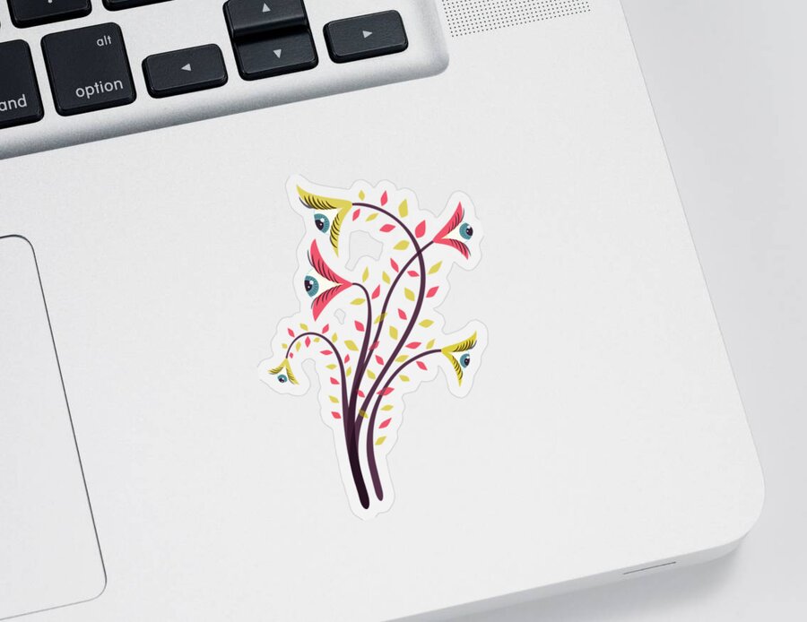 Control Sticker featuring the digital art Flowers of watching eyes by Boriana Giormova