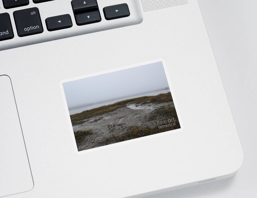 Fog Sticker featuring the photograph Fog and Low Tide over the Wando River by Dale Powell