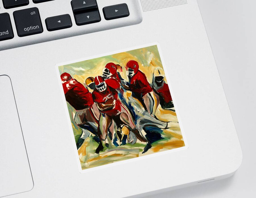  Sticker featuring the painting Football Pack by John Gholson